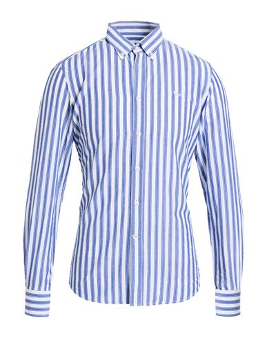 Harmont & Blaine Man Shirt Blue Size S Cotton, Linen In Blue