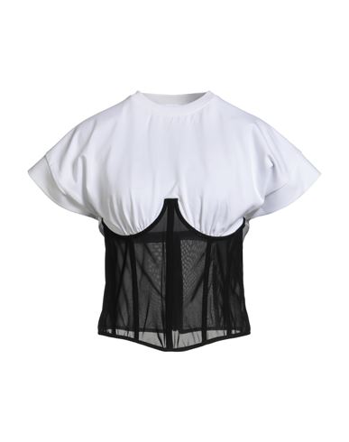 Versace Jeans Couture Woman T-shirt White Size L Cotton, Elastane In White