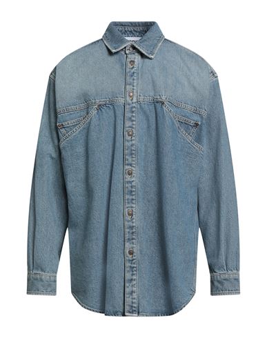 Moschino Couture Man Denim Shirt Blue Size 16 ½ Cotton In Blue