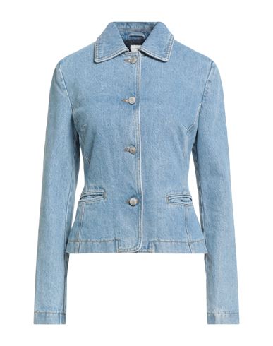 Magda Woman Denim Outerwear Blue Size 6 Cotton In Brown