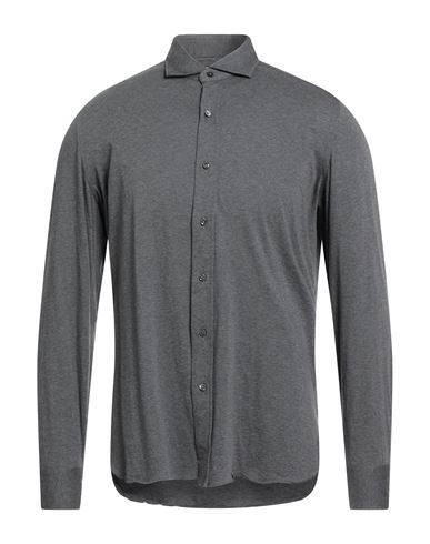 Luigi Borrelli Napoli Man Shirt Charcoal Size M Cotton In Gray