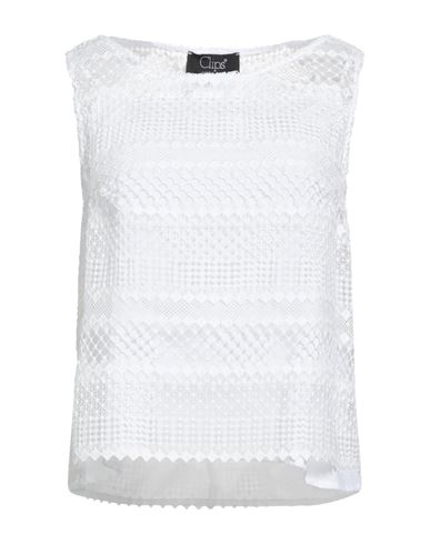 Clips Woman Top White Size 8 Polyester In White