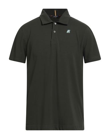 K-way Man Polo Shirt Military Green Size L Cotton, Elastane In Multi