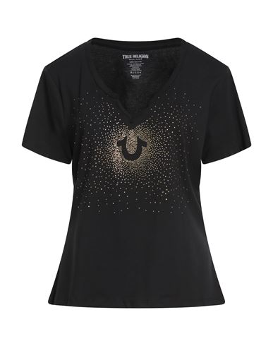 True Religion Woman T-shirt Black Size L Cotton, Polyester, Elastane In Black