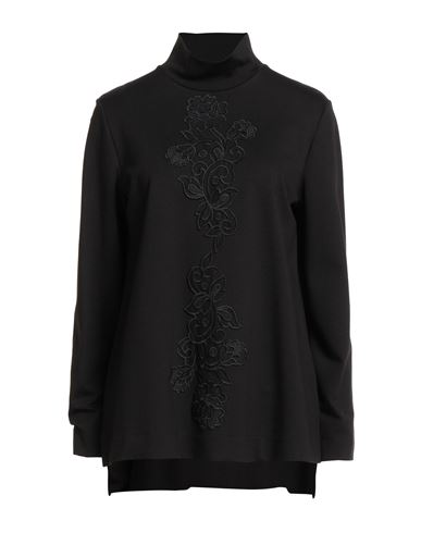Raffaela D'angelo Woman T-shirt Black Size M Viscose, Polyamide, Elastane In Multi