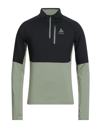 Odlo Man Sweatshirt Black Size S Recycled Polyester, Elastane In Green