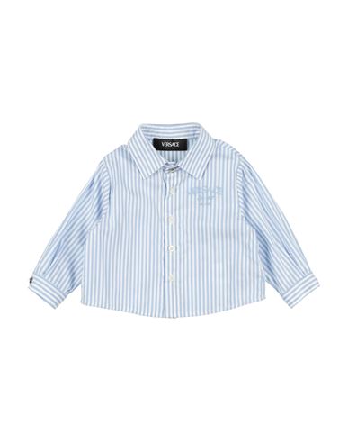 Versace Young Newborn Boy Shirt Azure Size 3 Cotton, Viscose, Polyester In White