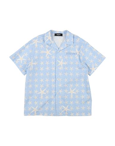 Versace Young Toddler Boy Shirt Light Blue Size 6 Cotton, Viscose, Polyester In Blue