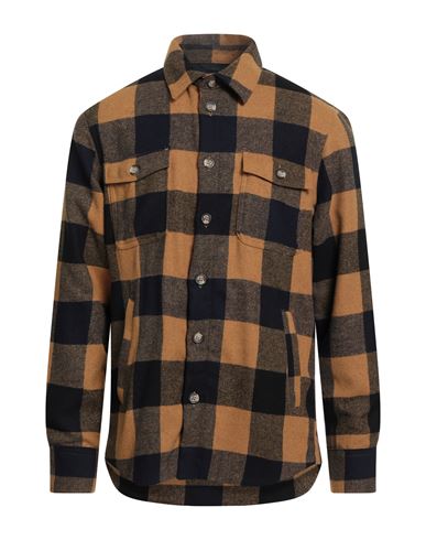 Alley Docks 963 Man Shirt Camel Size L Polyester, Wool In Multi