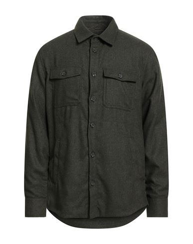 Alley Docks 963 Man Shirt Military Green Size Xl Polyester, Wool In Green