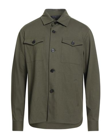 Harris Wharf London Man Shirt Military Green Size 40 Viscose, Polyamide, Elastane In Green