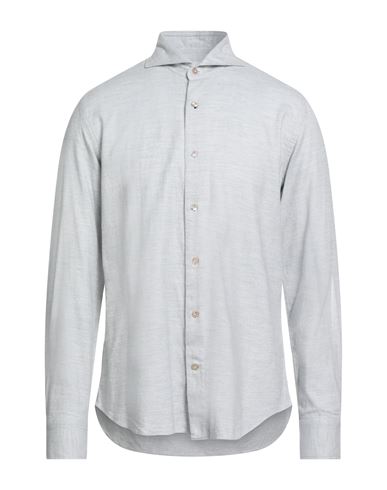 Giannetto Portofino Man Shirt Light Grey Size 16 ½ Cotton, Lyocell In Gray