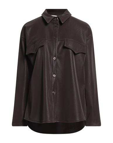 Haveone Woman Shirt Dark Brown Size M Polyester, Polyurethane In Brown