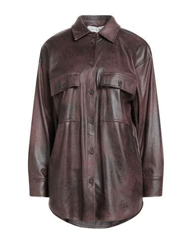 Haveone Woman Shirt Dark Brown Size M Polyester, Polyurethane In Multi