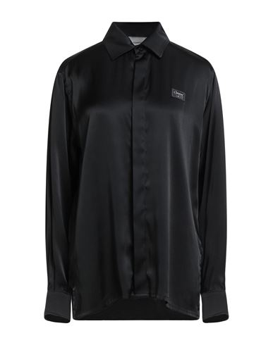 Coperni Woman Shirt Black Size M Acetate, Silk In Black