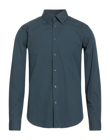Theory Man Shirt Navy Size S Cotton, Polyamide, Elastane In Blue