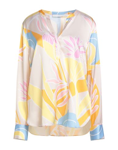Herzensangelegenheit Woman Top Beige Size 12 Silk, Elastane In Yellow