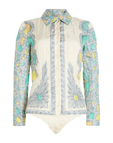 Pucci Woman Bodysuit Cream Size 6 Silk In Blue