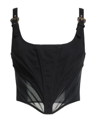 Versace Jeans Couture Woman Top Black Size 8 Cotton, Elastane, Polyamide In Black