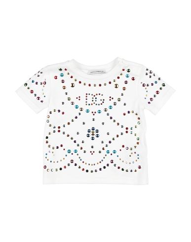 Dolce & Gabbana Newborn Girl T-shirt White Size 3 Cotton, Aluminum In White