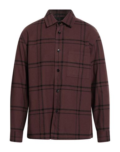 Theory Man Shirt Chocolate Brown Size L Cotton, Polyester In Brown