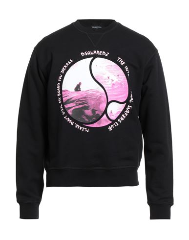 Dsquared2 Man Sweatshirt Black Size S Cotton, Elastane In Black