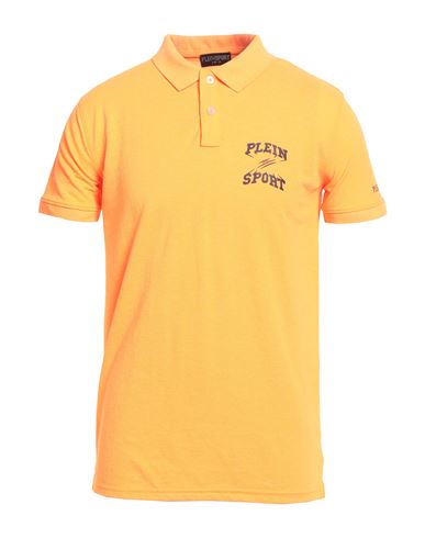Plein Sport Swim Man Polo Shirt Orange Size Xxl Polyester, Cotton In Multi