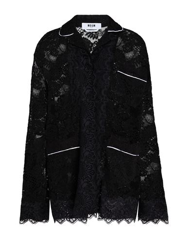 Msgm Woman Shirt Black Size 6 Polyamide, Cotton In Black