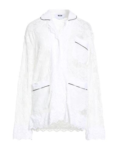 Msgm Woman Shirt Off White Size 8 Polyamide, Cotton In White