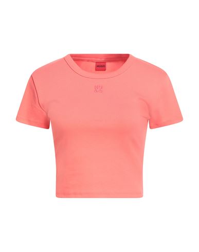 Hugo Boss Hugo Woman T-shirt Salmon Pink Size M Cotton, Recycled Polyester, Elastane In Purple