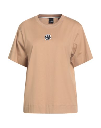 Hugo Boss Boss Woman T-shirt Camel Size L Cotton, Elastane In Brown