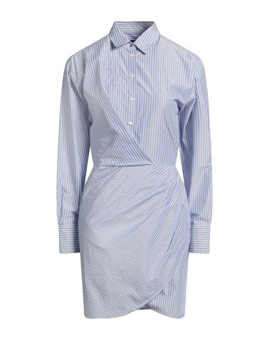 Hugo Boss Boss Woman Mini Dress Light Blue Size 4 Cotton, Metallic Fiber, Polyester In Blue