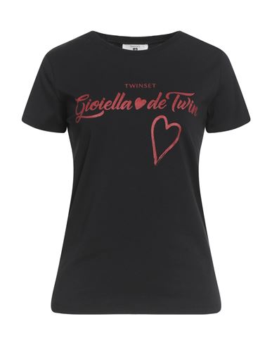 Twinset U & B Woman T-shirt Black Size M Cotton, Elastane In Black