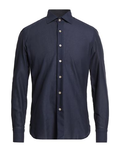 Errico Formicola Napoli Man Shirt Navy Size 16 Linen In Blue