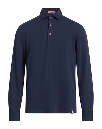 Drumohr Man Polo Shirt Midnight Blue Size Xl Cotton In Blue