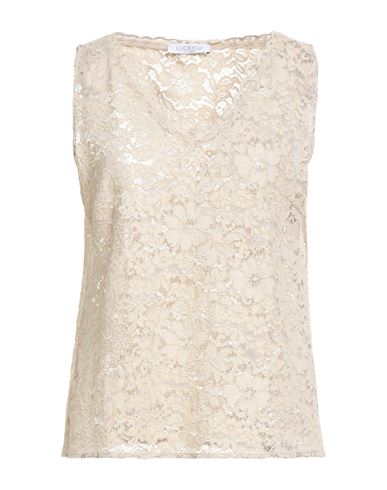 Luckylu  Milano Luckylu Milano Woman Top Beige Size 8 Polyester, Viscose, Elastane In Neutral