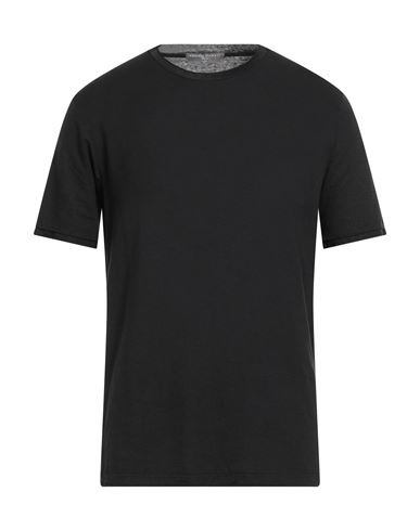 Daniele Fiesoli Man T-shirt Black Size L Linen, Elastane In Black