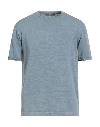 Daniele Fiesoli Man T-shirt Slate Blue Size Xxl Linen, Elastane In Blue