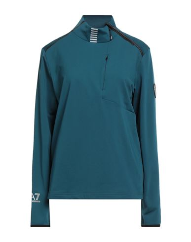 Ea7 Man Sweatshirt Deep Teal Size L Polyester, Elastane In Green