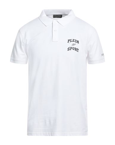 Plein Sport Swim Man Polo Shirt White Size Xl Cotton, Elastane
