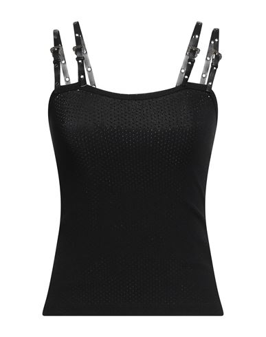 Versace Jeans Couture Woman Top Black Size 12 Polyamide In Black