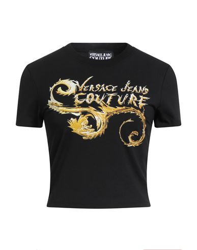 Versace Jeans Couture Woman T-shirt Black Size M Cotton, Elastane In Black