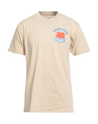 Obey Man T-shirt Beige Size Xl Cotton In Neutral