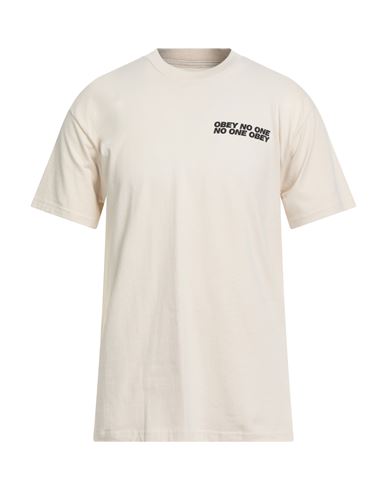 Obey Man T-shirt Cream Size Xl Cotton In White