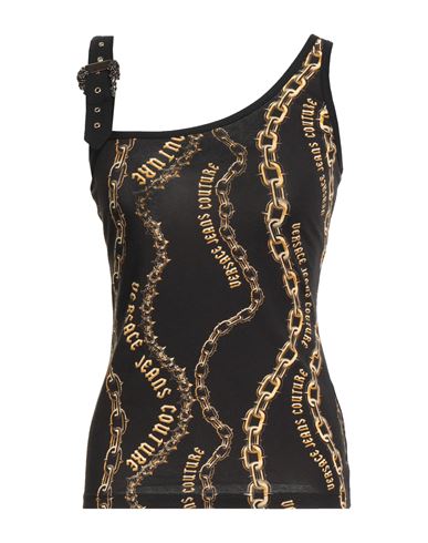 Versace Jeans Couture Woman Tank Top Black Size 12 Cotton, Elastane In Black