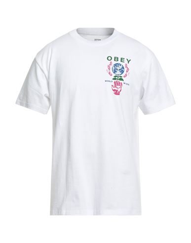 Obey Man T-shirt White Size Xl Cotton In White