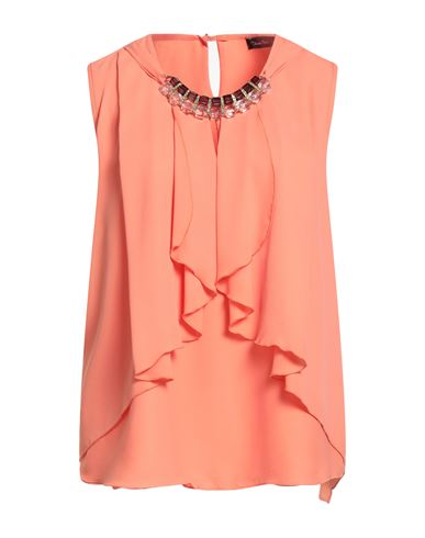 Chiara Bruni Woman Top Salmon Pink Size 10 Polyester In Orange