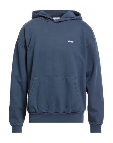 Obey Man Sweatshirt Navy Size Xl Cotton In Blue
