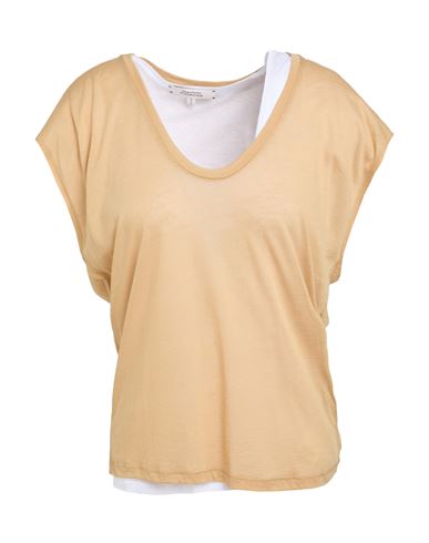 Dorothee Schumacher Woman T-shirt Sand Size 3 Lyocell, Cotton In Gold