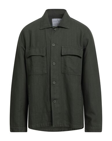 Luca Bertelli Man Shirt Military Green Size 3xl Cotton, Elastane In Multi